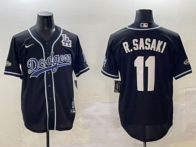Men Los Angeles Dodgers #11 R.Sasaki Black Fashion Game 2025 Nike MLB Jersey style 30615->detroit tigers->MLB Jersey